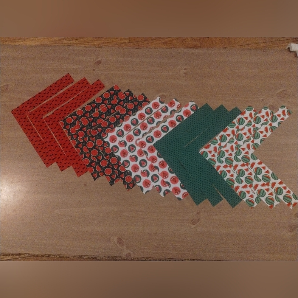 Scrap Fabric Craft Lot 15pc Watermelon Prints Quilting Hair Bow Patchwork